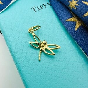 RARE Tiffany & Co. 18K Yellow Gold Dragonfly Charm Pendant with Packaging